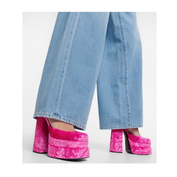 🛑SOLD🛑 New! VERSACE Logo Medusa Aevitas Crushed Velvet Platform Pumps - Picture 5 of 14